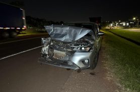 Honda City bate na traseira de BMW na BR-277 em Cascavel Honda City bate na traseira de BMW na BR-277 em Cascavel