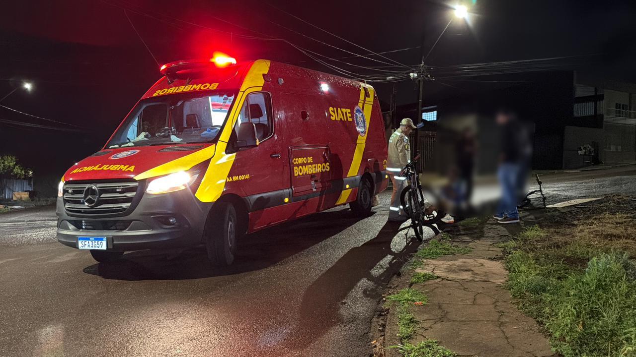 Ciclista fica ferido após sofrer queda de bicicleta no bairro Parque Verde, em Cascavel