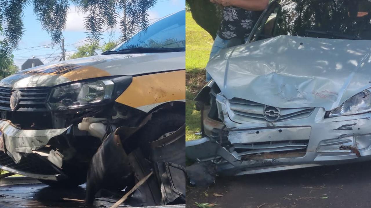 Carro de auto escola e Celta se envolvem em colisão no Bairro Brasília