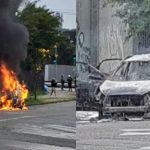 Imagem relativa a Carro incendiado assusta moradores após explosões no bairro Parolin, em Curitiba