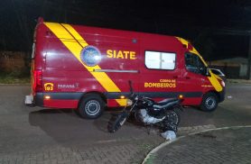 Impacto contra Opala deixa motociclista ferido na Avenida das Pombas, em Cascavel