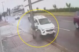 Vídeo mostra taxista batendo em poste após passar mal ao volante no Centro de Cascavel