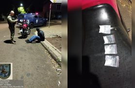 Motociclista 'fura' sinal na frente da Guarda Municipal, tenta fugir e acaba preso com drogas em Cascavel