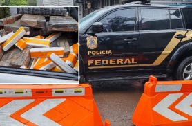 Carga de maconha apreendida em operação com aeronave chega à delegacia da PF