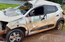 Grave acidente entre carro e carreta deixa motorista ferido na BR-163 em Capitão Leônidas Marques