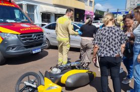 Acidente entre carro e motocicleta mobiliza Siate no Centro de Cascavel