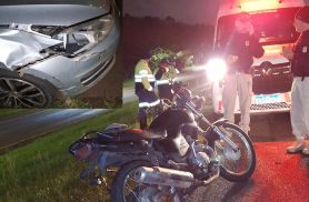 Colisão entre Golf e Yamaha deixa motociclista ferido na BR-277 em Cascavel
