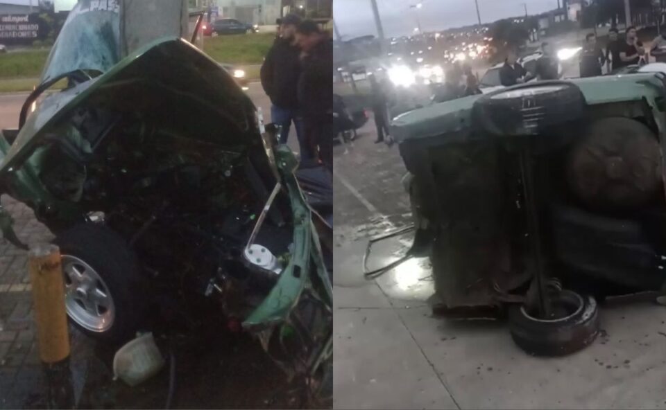Imagem referente a Homem sofre amputação após carro partir ao meio em acidente na Estrada da Ribeira, em Colombo
