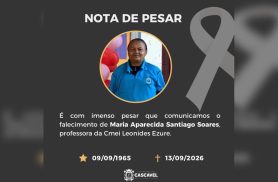 Prefeitura de Cascavel lamenta morte da professora Maria Aparecida Santiago Soares