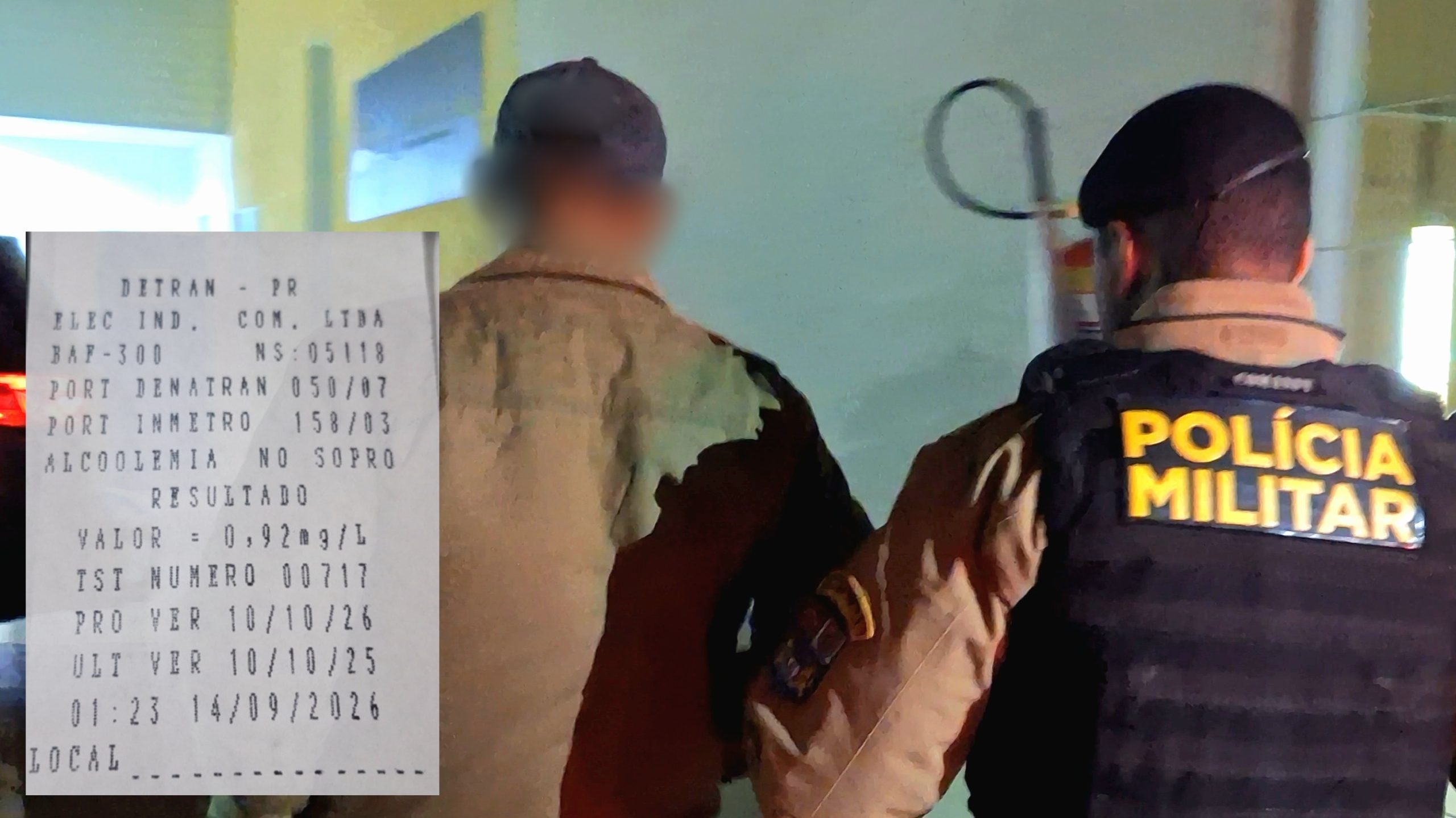 Motorista sobe na calçada, é abordado pela PM e registra 0,92 mg/L no etilômetro em Cascavel