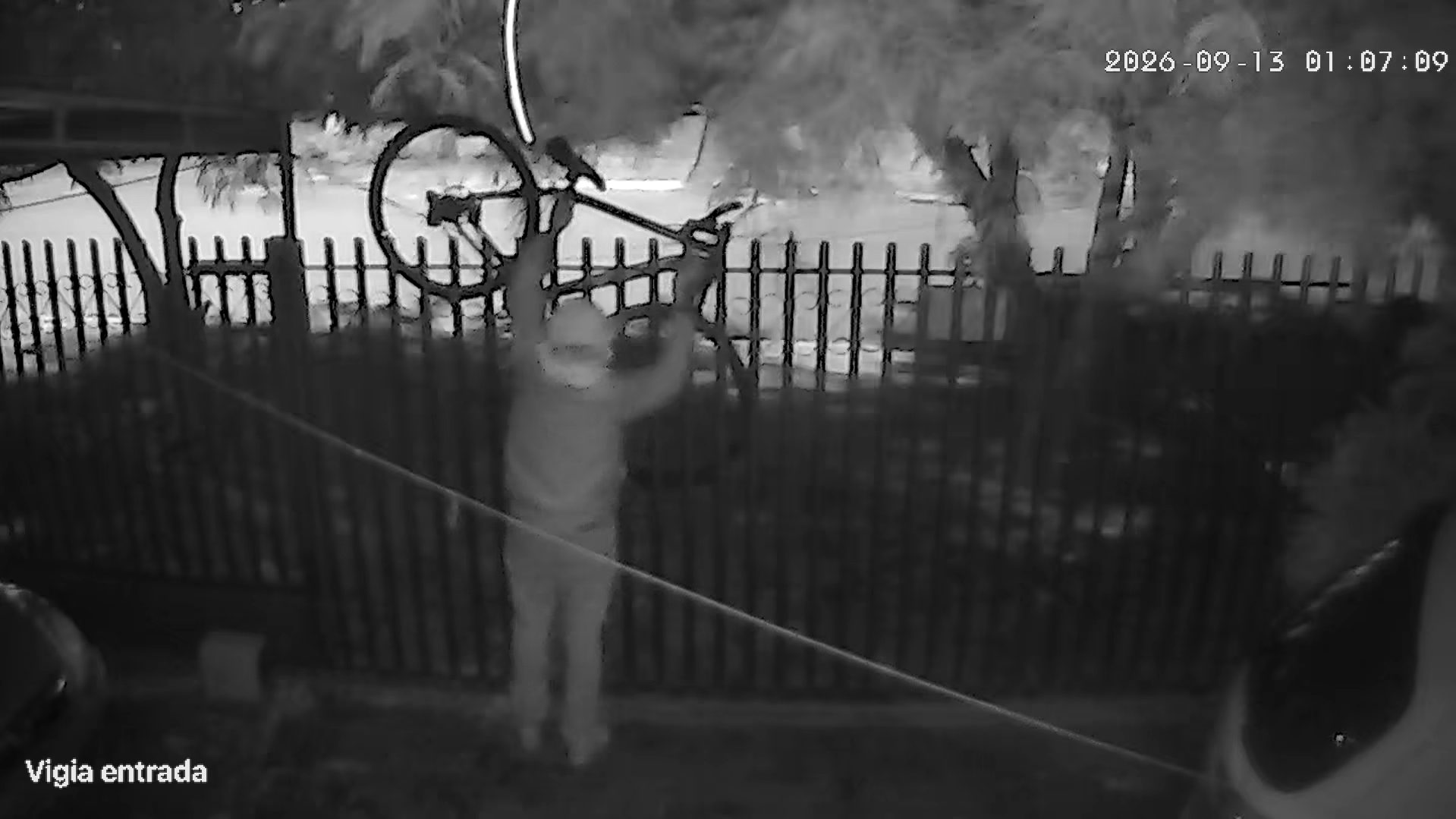 Ladrão furta bicicleta por cima de portão no Bairro Santa Felicidade