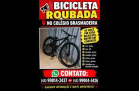 Foi perdido uma placa de Bicicleta furtada no bairro Brasmadeira