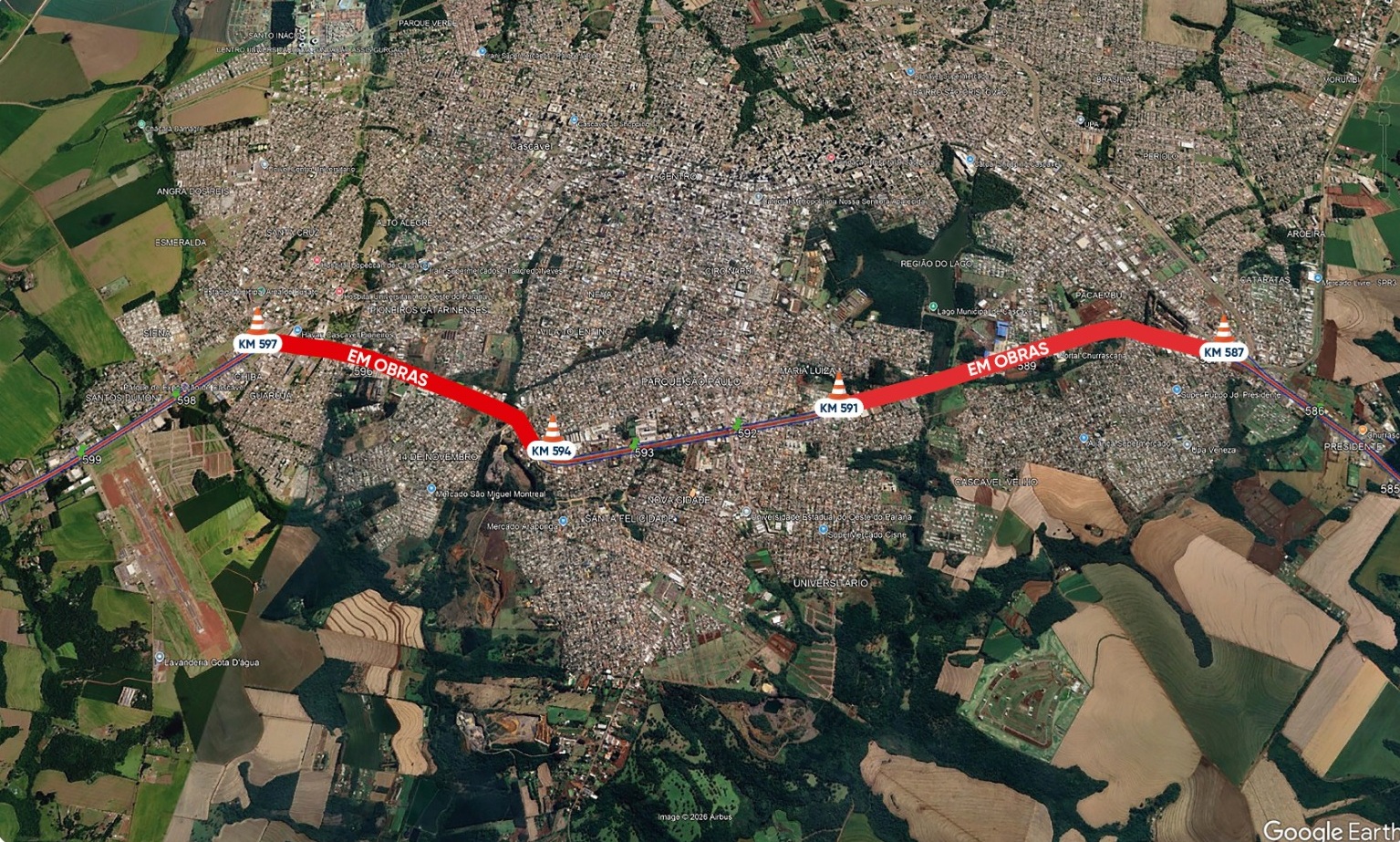 Obras noturnas na BR-277 alteram trânsito em Cascavel a partir desta quarta-feira Imagem referente a Obras noturnas na BR-277 alteram trânsito em Cascavel a partir desta quarta-feira