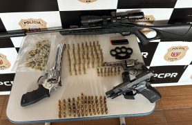 PCPR prende homem em posse de armas e munições em Dois Vizinhos PCPR prende homem em posse de armas e munições em Dois Vizinhos
