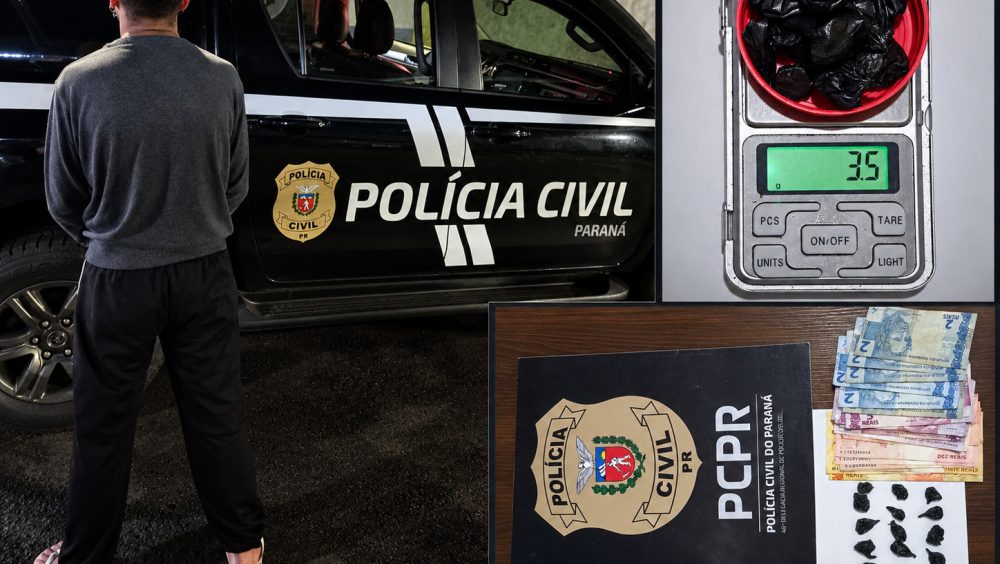 Polícia Civil prende homem com mandado de prisão e 19 porções de cocaína em Matelândia Imagem referente a Polícia Civil prende homem com mandado de prisão e 19 porções de cocaína em Matelândia