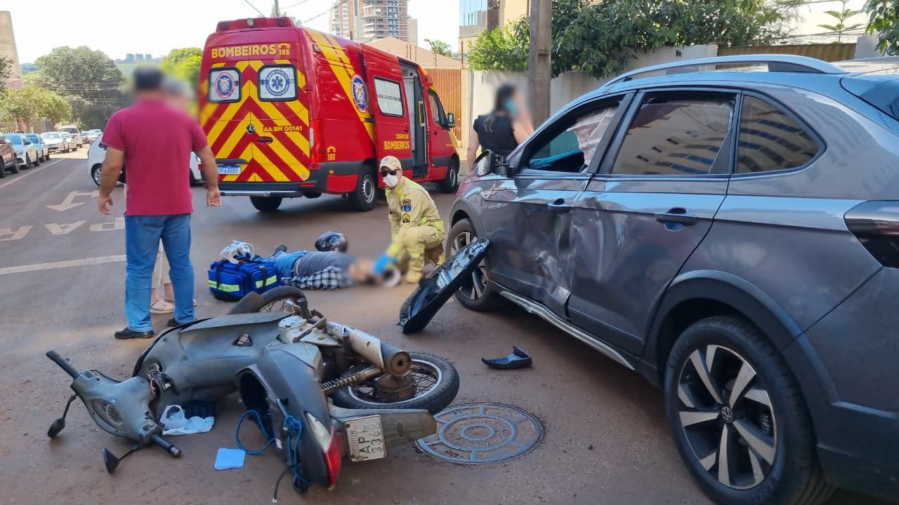 Colisão em Cascavel deixa motociclista ferido na Rua Minas Gerais