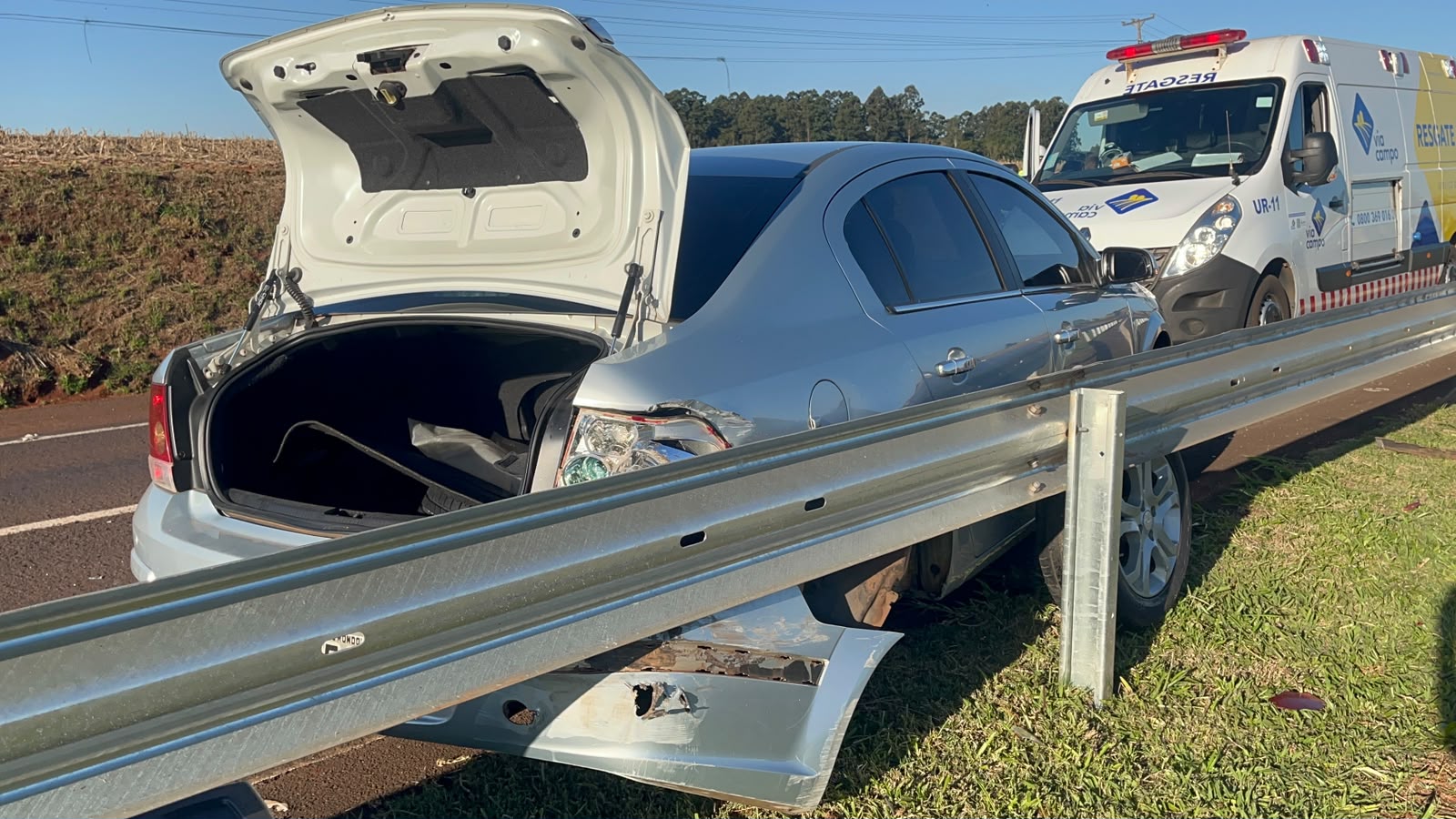 Vectra se envolve em acidente de trânsito na BR-467, em Cascavel