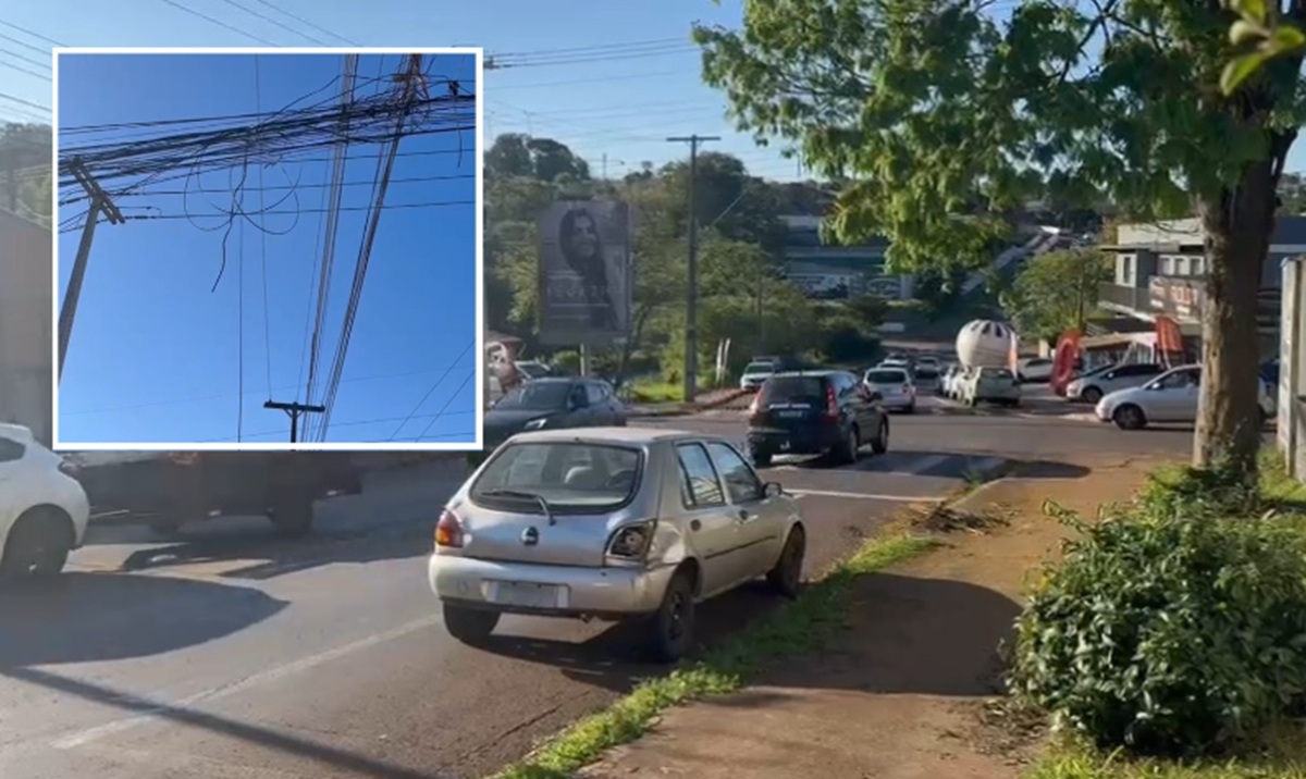 Fiação arrebentada e trânsito violento preocupam moradores no bairro Brasília
