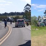 Imagem relativa a Grave acidente entre caminhões deixa uma pessoa morta e outra presa às ferragens na BR-476
