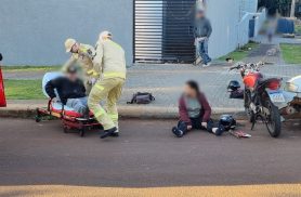 Acidente em Cascavel deixa dois motociclistas feridos no Bairro Neva