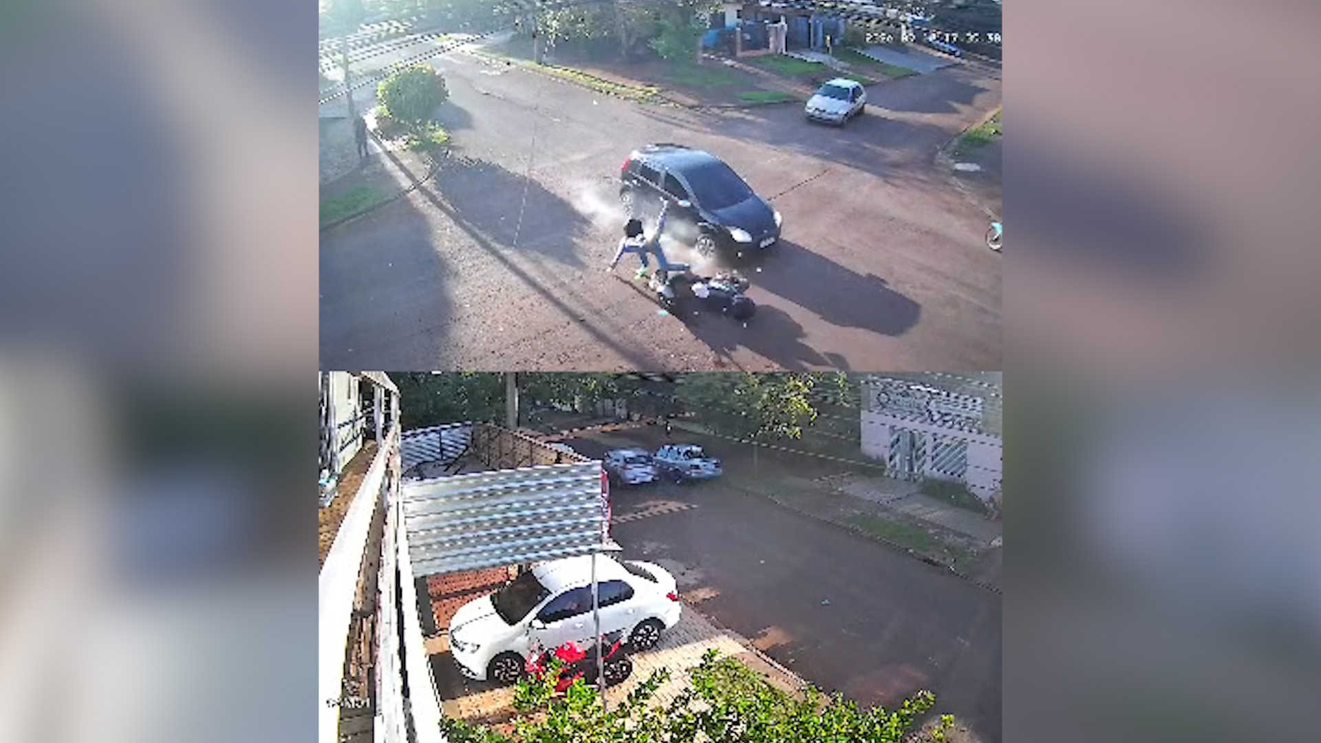 Câmera mostra momento que idoso de moto elétrica é atingido por carro no Santa Cruz, em Cascavel