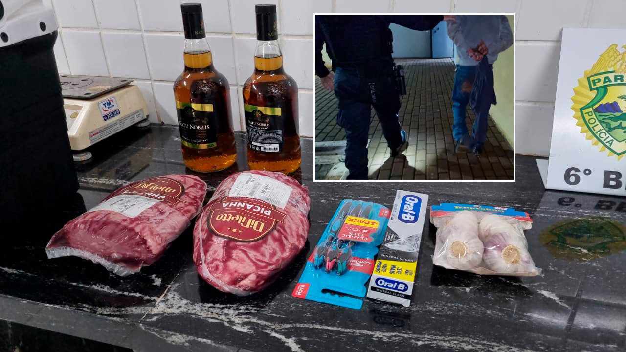 Ladrão monta “kit churrasco” com picanha e whisky e acaba detido em Cascavel