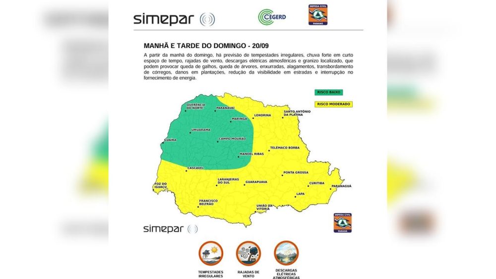 Atenção: Temporais devem atingir Cascavel nos próximos dias Imagem referente a Atenção: Temporais devem atingir Cascavel nos próximos dias