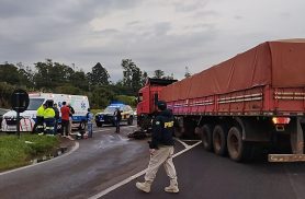 PRF detalha acidente entre moto e carreta na BR-277 em Cascavel