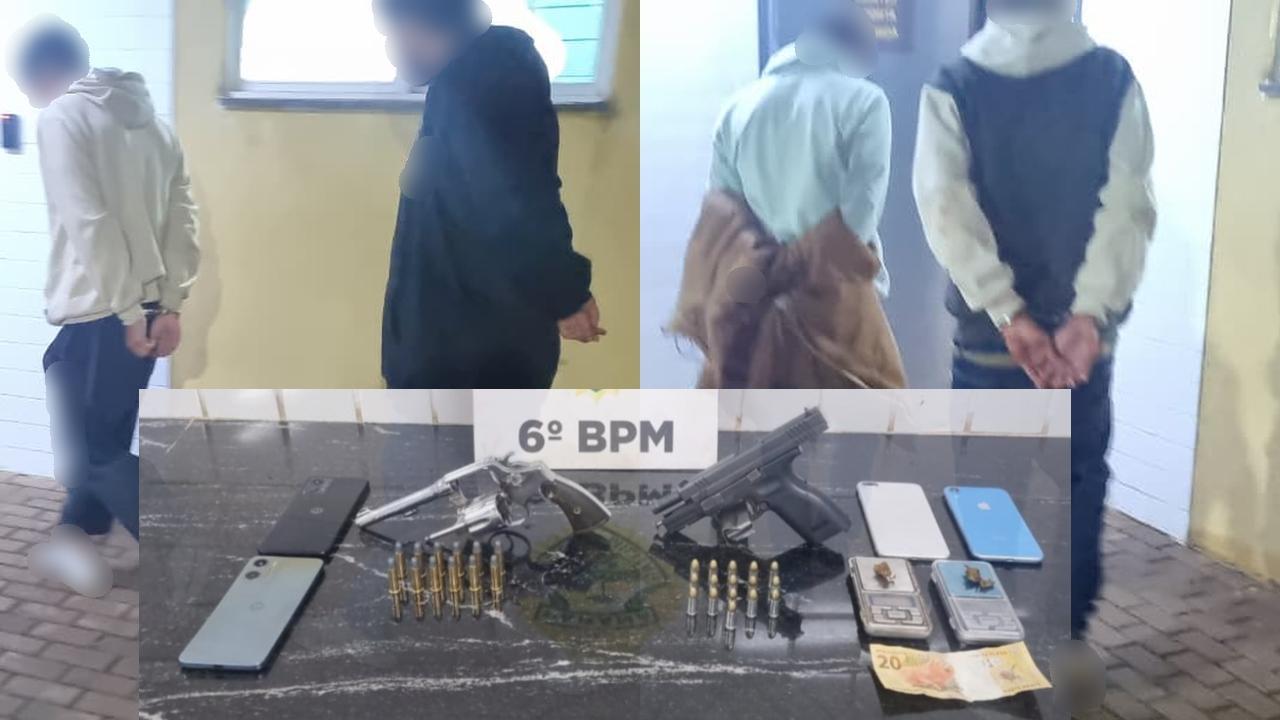 Dois homens são presos e dois adolescentes apreendidos com armas e drogas na Região Norte de Cascavel