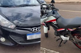 Colisão entre carro e moto deixa motociclista ferido na BR-277, na Região do Lago