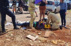 Motociclista tem lesão gravíssima na perna após acidente com Outlander no Conjunto Riviera