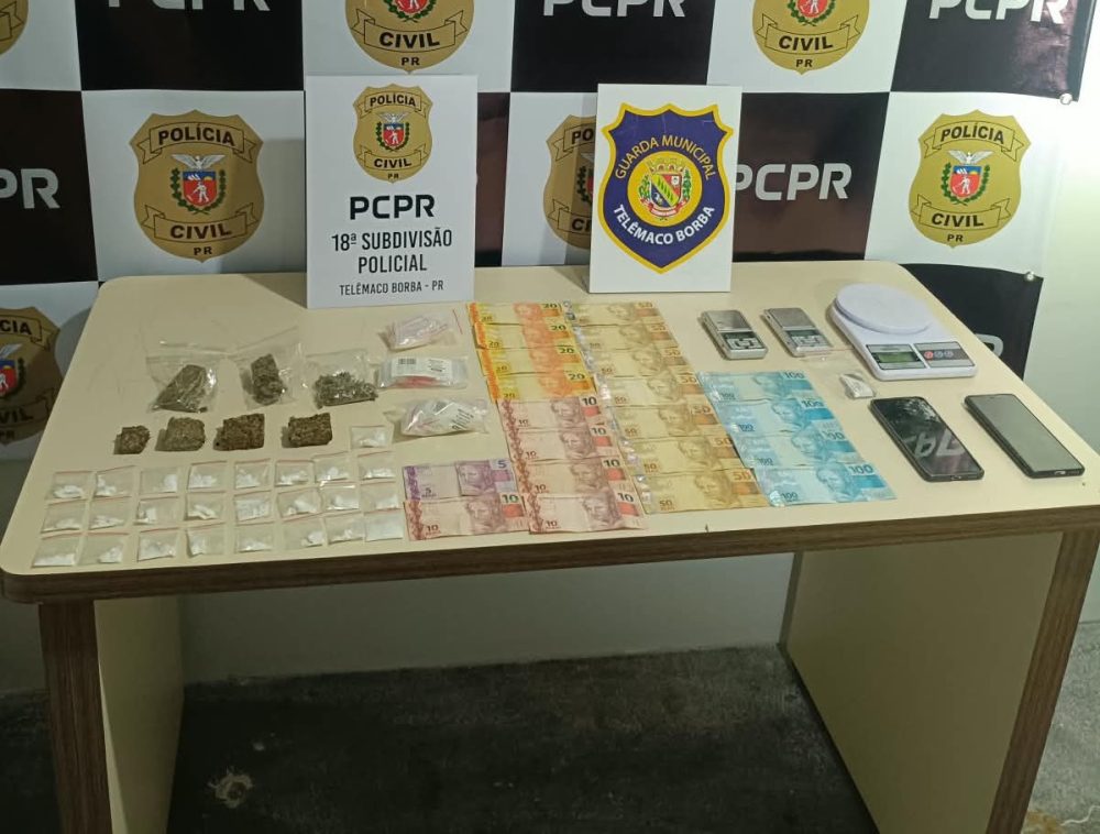 Imagem referente a PCPR e Guarda Municipal prendem casal por tráfico de drogas em Telêmaco Borba