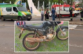 Moto fica destruída após colisão com ônibus no Centro de Cascavel; jovem fica ferido Moto fica destruída após colisão com ônibus no Centro de Cascavel; jovem fica ferido