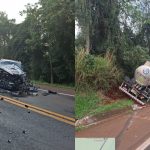 Imagem relativa a Grave acidente entre caminhonete, caminhão e carreta deixa dois feridos na PR-323
