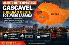 Cascavel tem alerta de tempestade nesta quarta-feira (30)