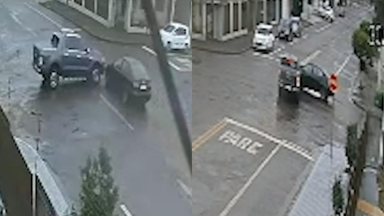 Câmera flagra caminhonete avançando preferencial e provocando colisão em Cascavel