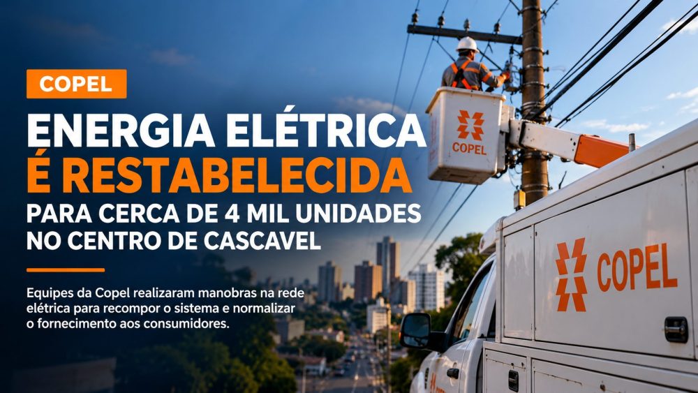 Imagem referente a Copel restabelece energia para cerca de 4 mil unidades na região central de Cascavel