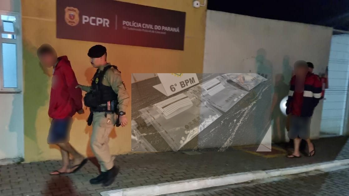 Adolescente e homem são encaminhados a DP após PM apreender crack na Praça do Migrante, em Cascavel