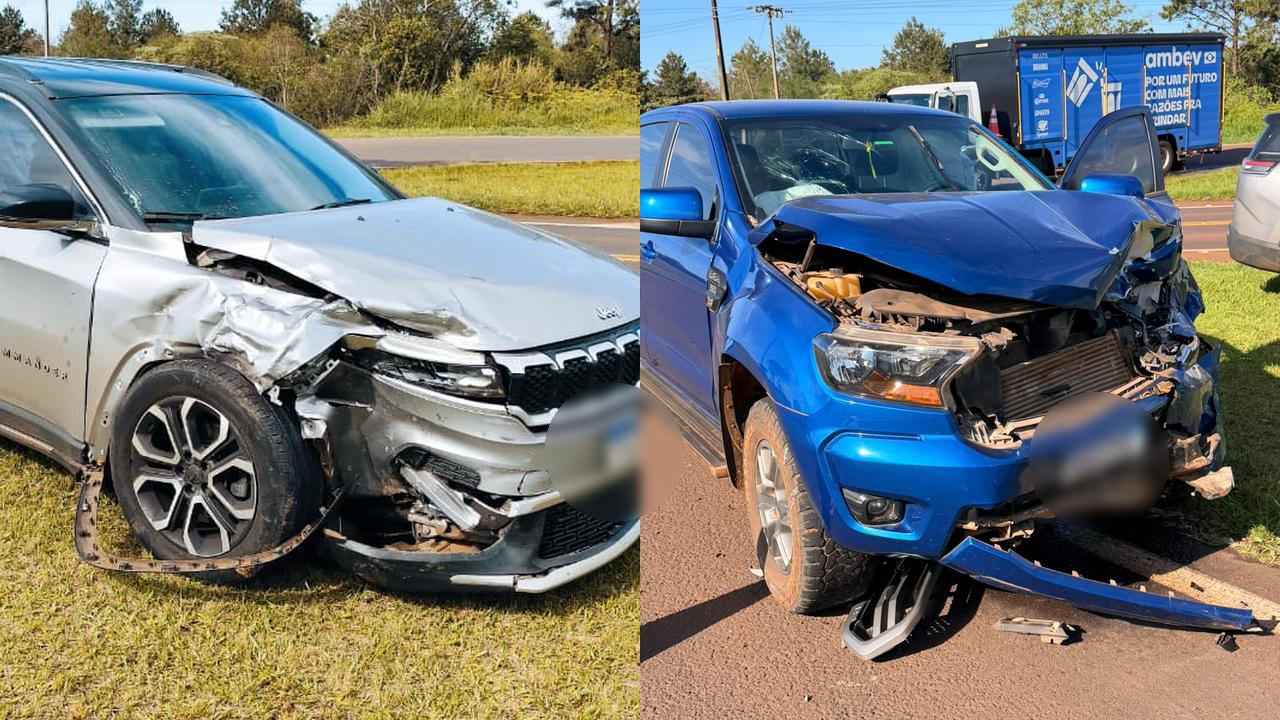 Forte colisão entre Jeep e Ranger é registrada na BR-277, em Cascavel