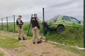 Palio atravessa grade e motorista fica ferido na Avenida das Pombas