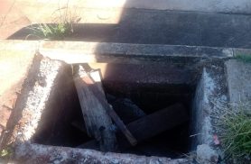 Alerta no Riviera: bueiro aberto ameaça segurança de crianças e cadeirantes