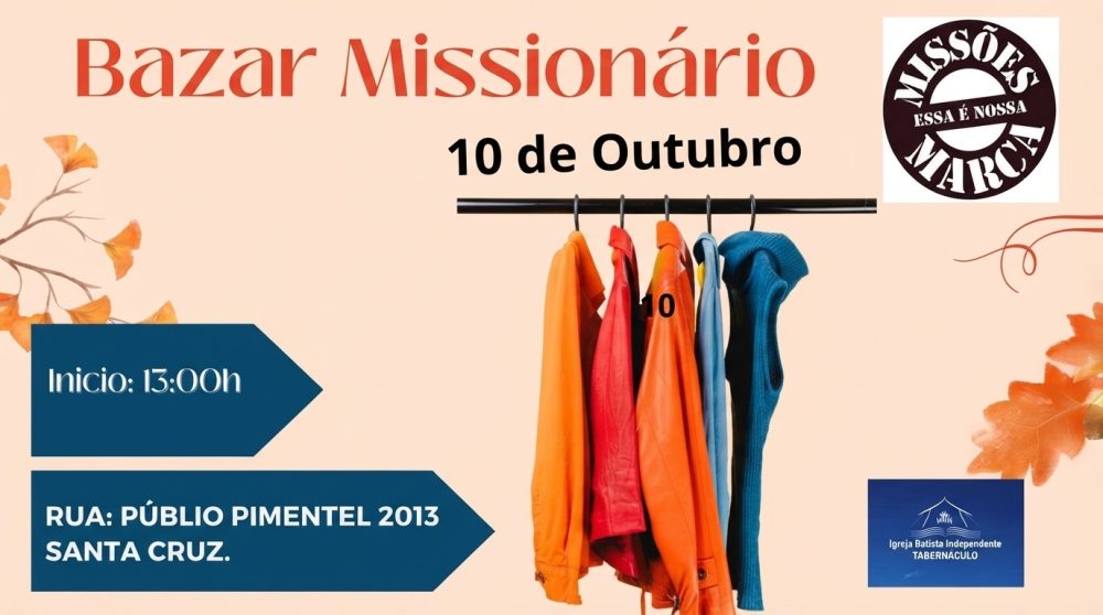 Imagem referente a Bazar Missionário reúne roupas a preços acessíveis neste sábado em Cascavel
