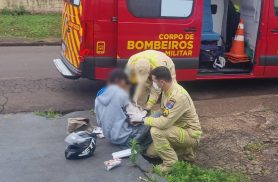 Motociclista sofre queda após desviar de cachorro no Bairro Santa Felicidade