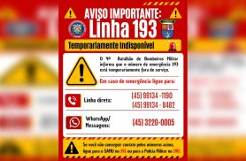 Linha 193 dos Bombeiros está fora do ar em Cascavel; veja telefones alternativos