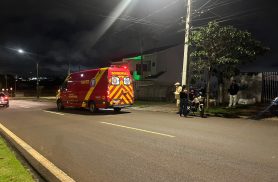 Jovem cai de moto após atropelar cachorro na Avenida Olindo Periolo em Cascavel