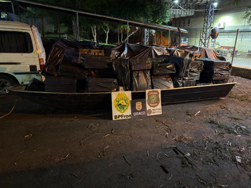Imagem referente a PF, PC e PM apreendem cerca de 40 mil maços de cigarros no Lago de Itaipu