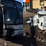 Imagem relativa a Ônibus perde freio, atinge carro e percorre cinco quadras desgovernado em Coronel Vivida