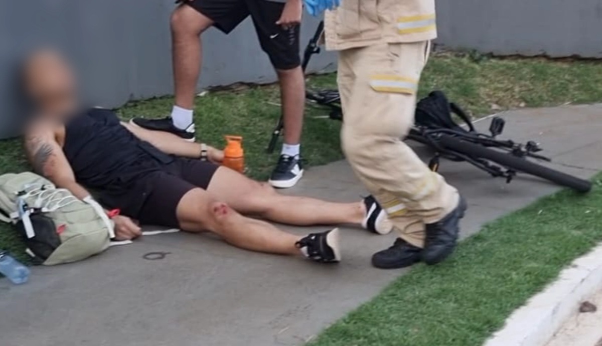 Ciclista fica ferido após ser atingido por Fiat Strada no Parque Verde em Cascavel