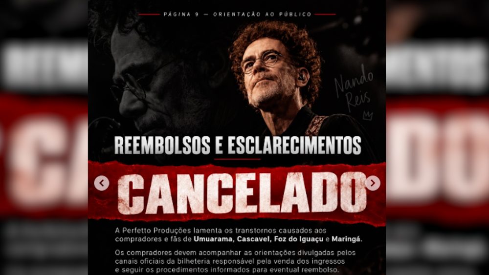 Imagem referente a Show em Cascavel: Nando Reis cancela turnê e produtora troca acusações com equipe