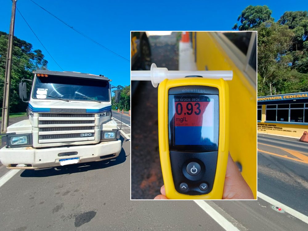 Imagem referente a PRF flagra condutor de carreta dirigindo sob influência de álcool na BR-373